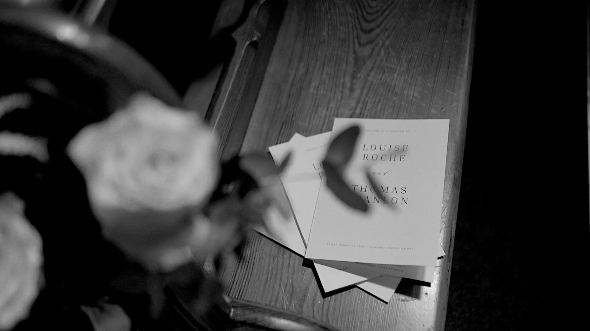Order of service booklets on a pew